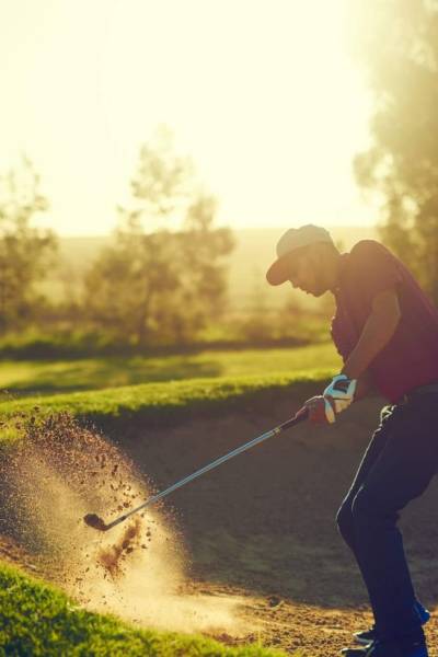 Putting green and sand trap at Spring Rock Golf, New Hyde Park, NY